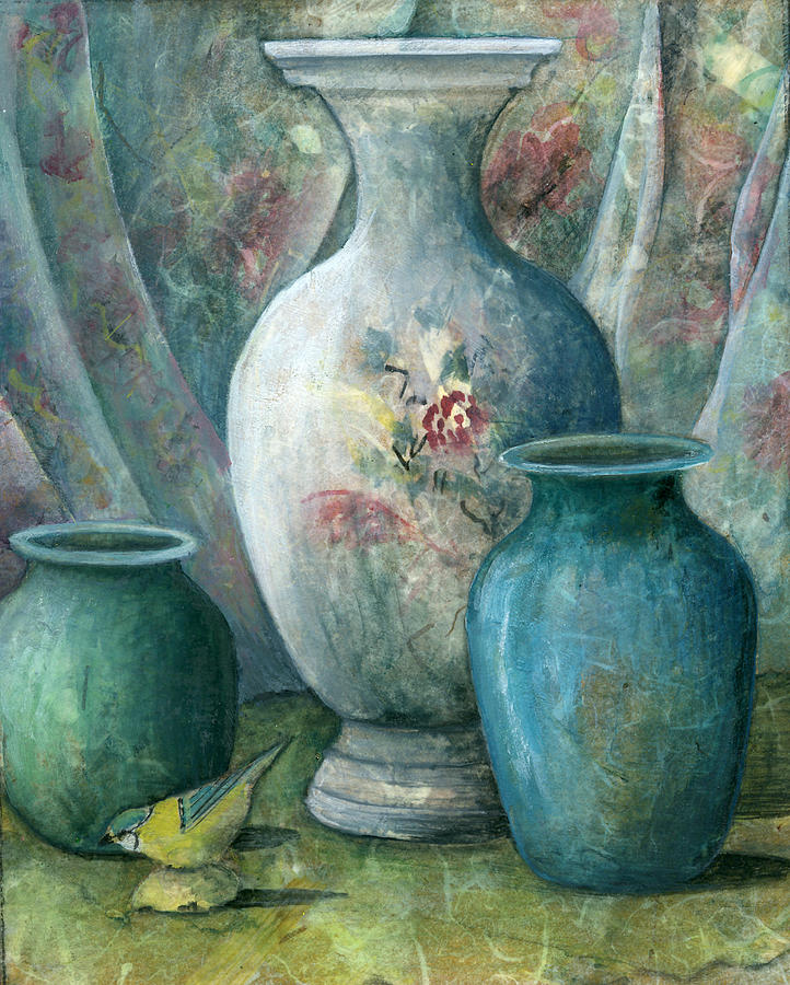 Three Vases Painting by Sandy Clift