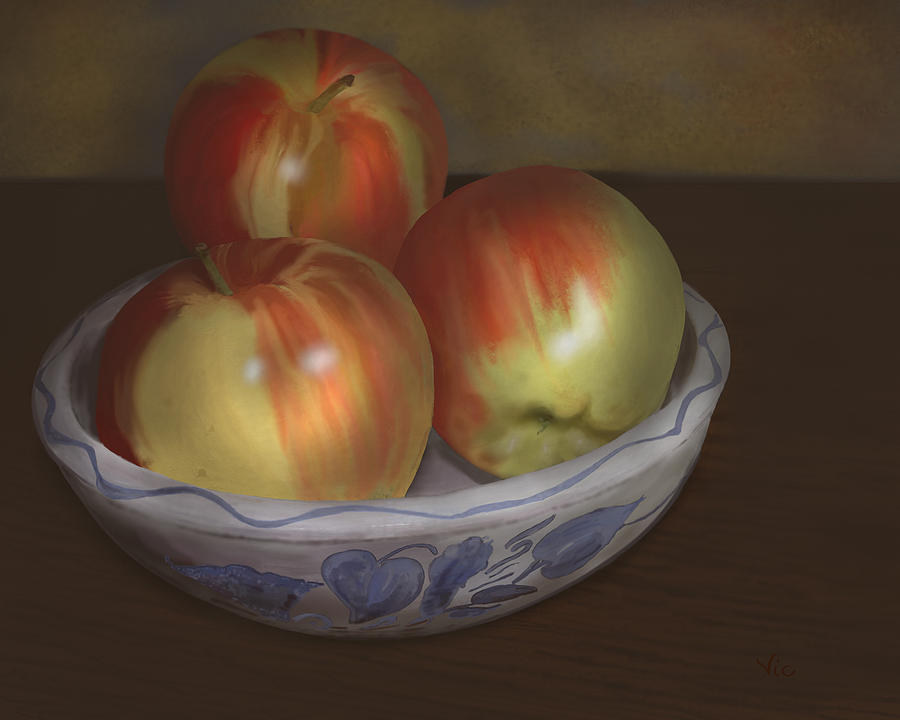 Three Vintage Apples Digital Art by Victor Shelley