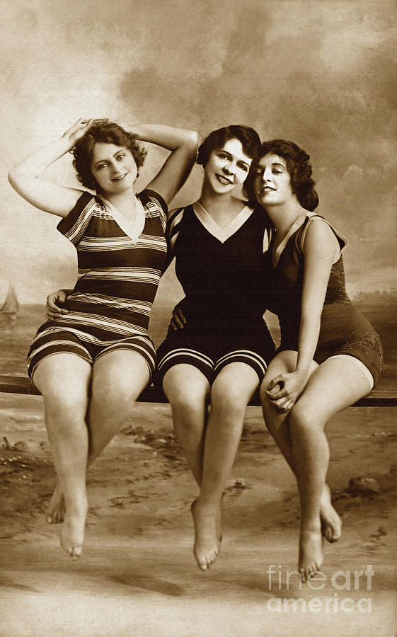 Three Vintage Bathing Beauties Photograph By Muirhead Gallery Fine 0299
