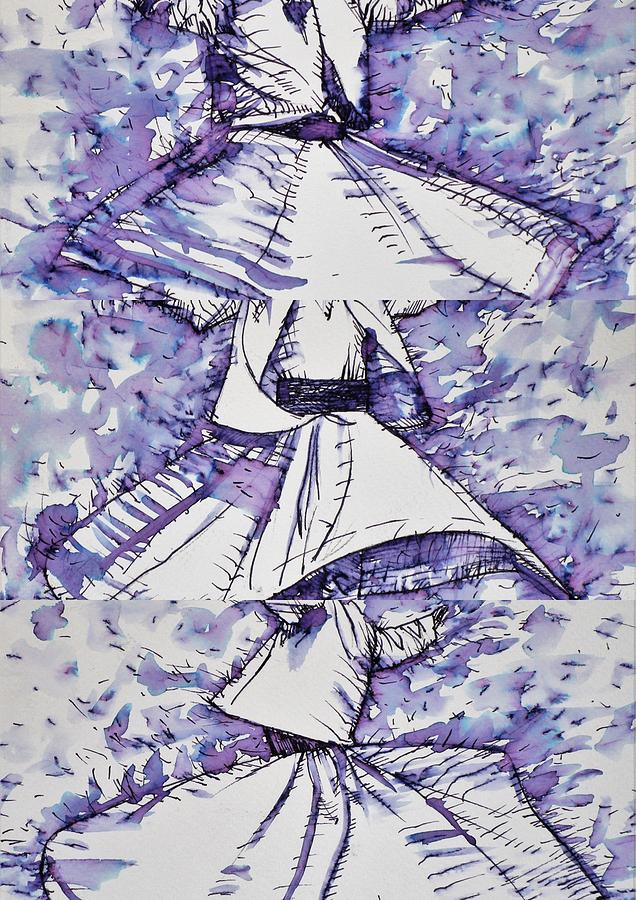 Three Whirling Sufis Drawing by Fabrizio Cassetta