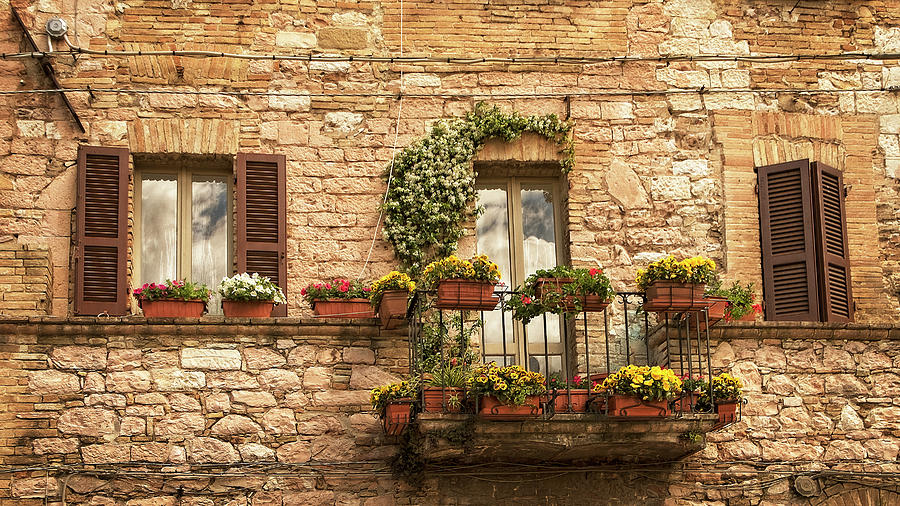 Three Windows in italy Photograph by Catherine Reading