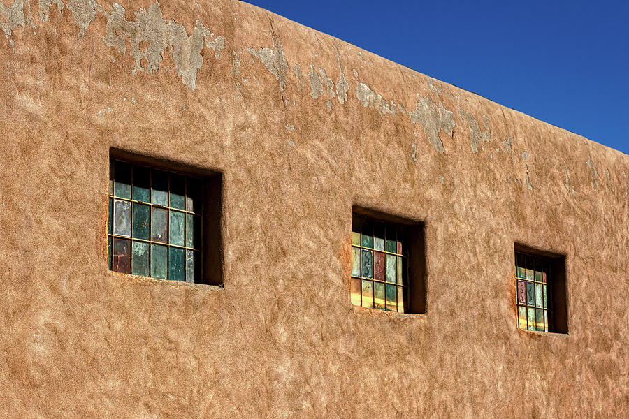 Architecture Photograph - Three Windows in Taos by Stuart Litoff