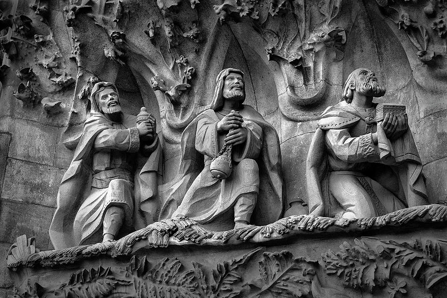 Three Wise Men on Sagrada Familia Basilica Photograph by Phil Cardamone