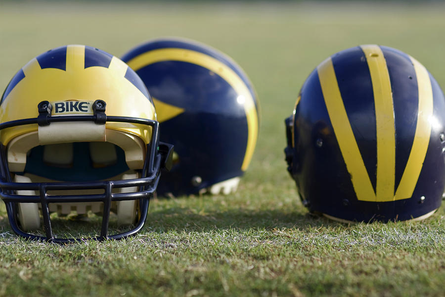 Three Wolverine Helmets Photograph By Michigan Helmet Fine Art America