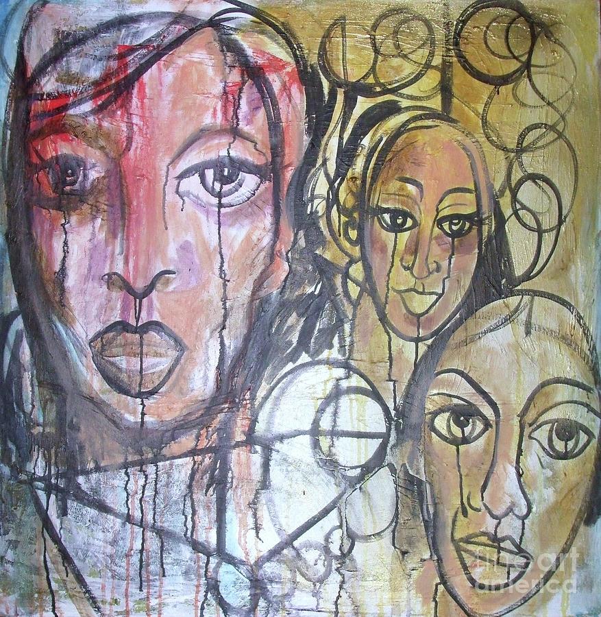 Three Women and the tunnel Painting by Johnny Vaughn - Pixels