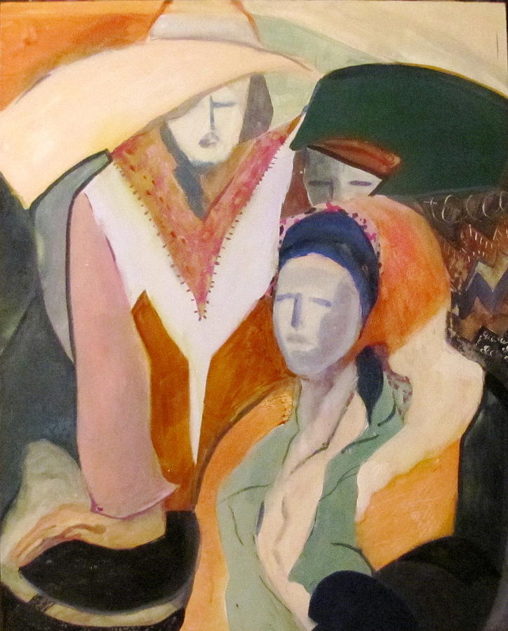 Three Women Painting by Carole Johnson