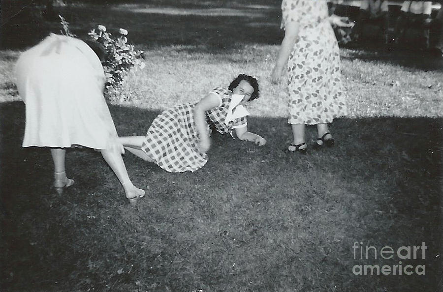Three Women Laughing, One Fell Down Photograph by Jenny Forker
