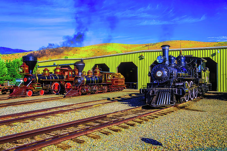 Three Wonderful Old Steam Trains Photograph by Garry Gay