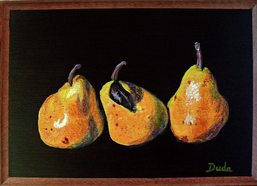 Three Yellow Pears Painting by Susan Duda