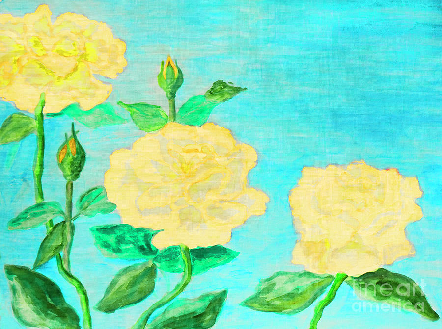 Three yellow roses Painting by Irina Afonskaya