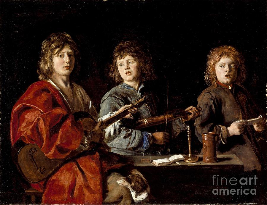 Music Painting - Three Young Musicians by Celestial Images