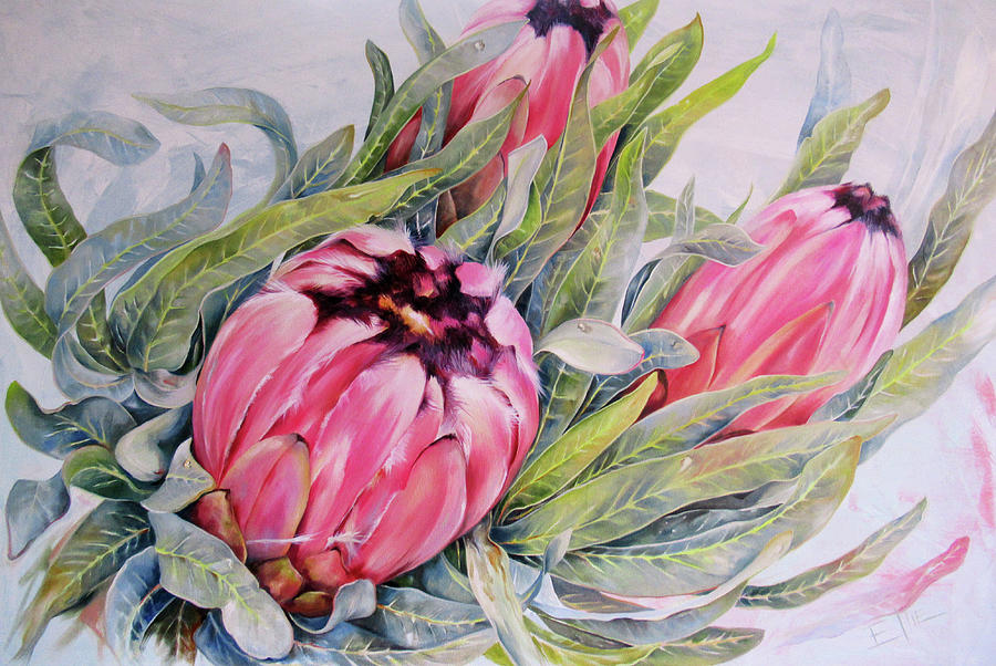 Floral Painting - Threes a Crowd by Ellie Eburne