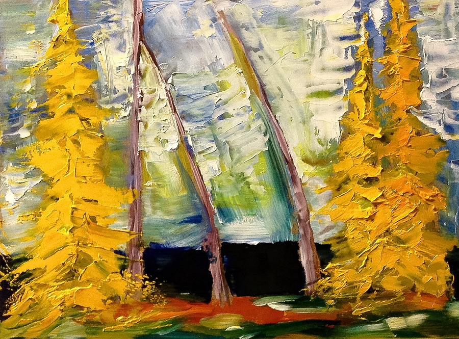 Threes in Fall Painting by Desmond Raymond