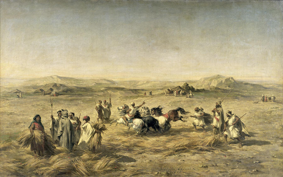 Threshing Wheat in Algeria Painting by Adolphe Pierre Leleux