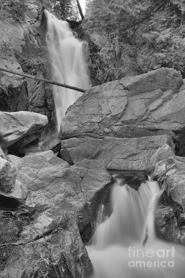 Through The Boulders At Falls Creek Falls Black And White Photograph by Adam Jewell