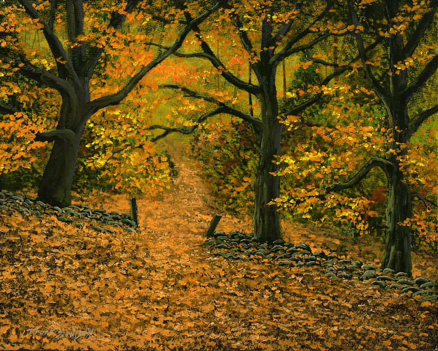 Through The Fallen Leaves Painting by Frank Wilson