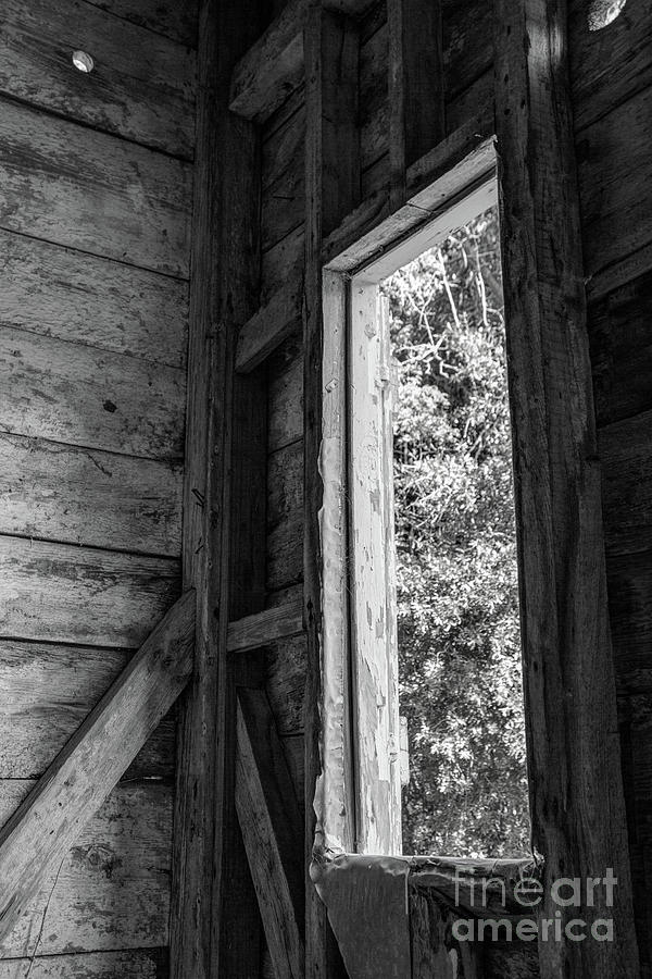 Through The Ice House Window, Black And White Photograph by Sharon McConnell