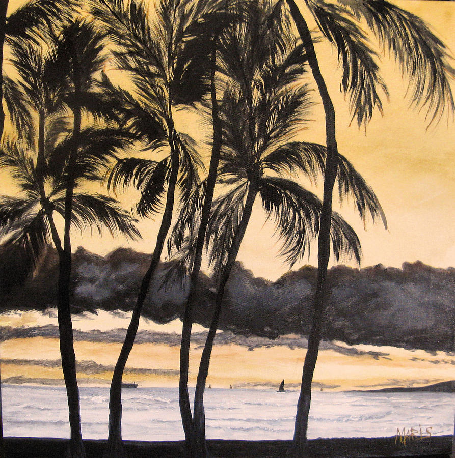Through The Palms Painting by Maris Sherwood