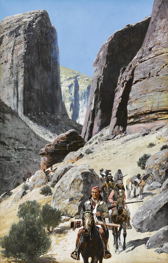Through the Pass Painting by Henry Francois Farny