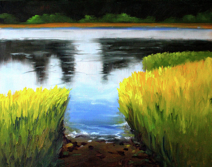 Through the Rushes Painting by Nancy Merkle