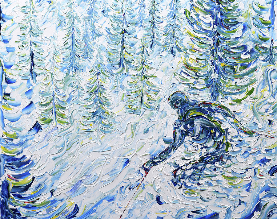 Through the Trees Les Gets Morzine Painting by Pete Caswell