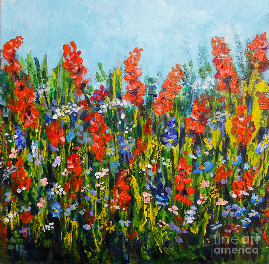 Through the Wild flowers Painting by Asha Sudhaker Shenoy