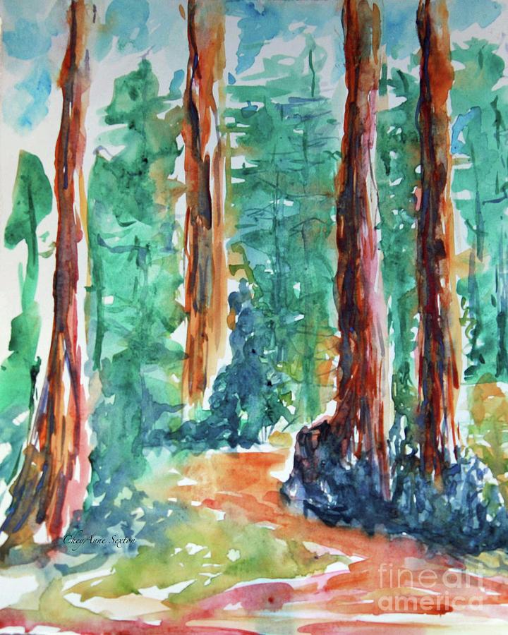 Through The Woods Watercolor Painting