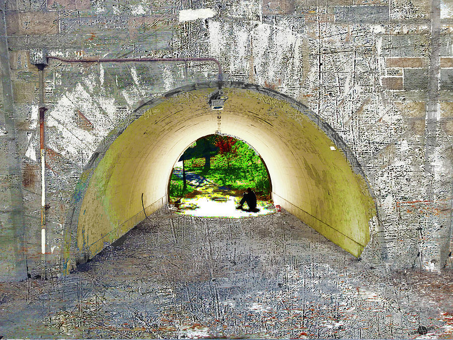 Through Tunnel Bridge Mixed Media by Tony Rubino