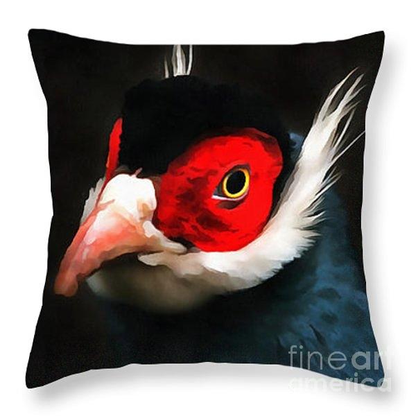 Throw Pillow - Blue Pheasant Photograph by Jack Torcello