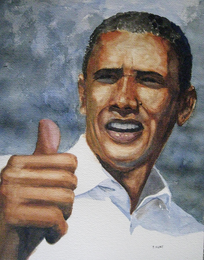 Barack Obama Painting - Thumbs Up by Shirley Braithwaite Hunt