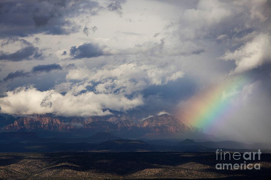 Thunder Mountain Rainbow from Jerome Photograph by Ron Chilston