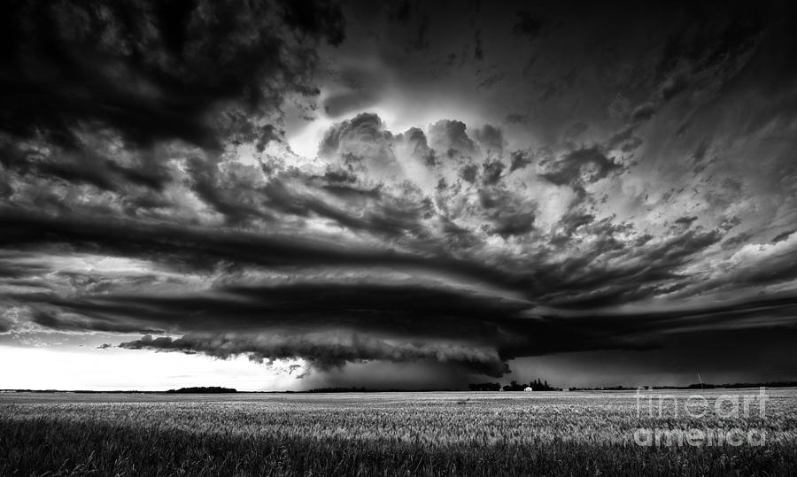 Black And White Photograph - Thunder on the Prairies by Dan Jurak