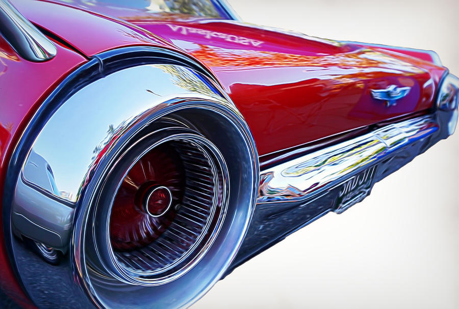 Thunderbird Classic Car cw Digital Art by Cathy Anderson