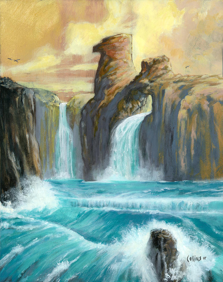 Waterfall Painting - Thunderbird falls by Johnny Collins