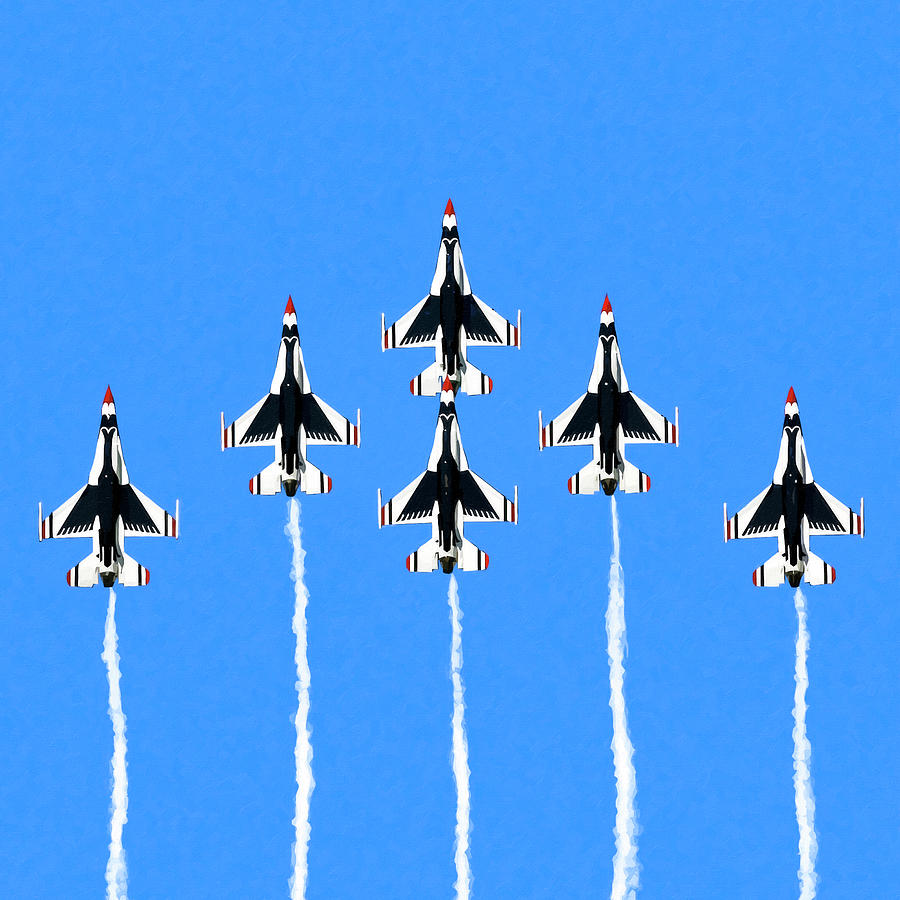 Thunderbirds Flying In Formation Mixed Media by Mark Tisdale