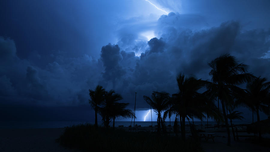 Thunderstorm Lightning Bolt Delray Beach Florida Photograph by Lawrence S Richardson Jr
