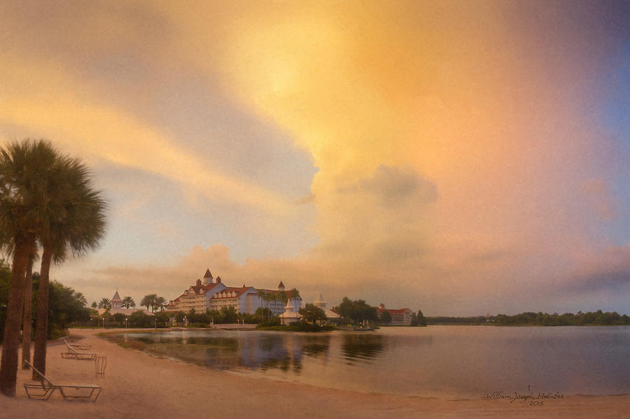 Sunset Painting - Thunderstorm over Disney Grand Floridian Resort by Bill McEntee