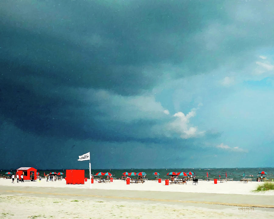 Thunderstorm Over Gulfport Mississippi Gulf Coast Digital Art by Rebecca Korpita