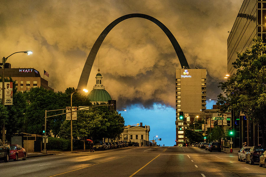 Thunderstorm over the Gateway Arch Photograph by Garry McMichael