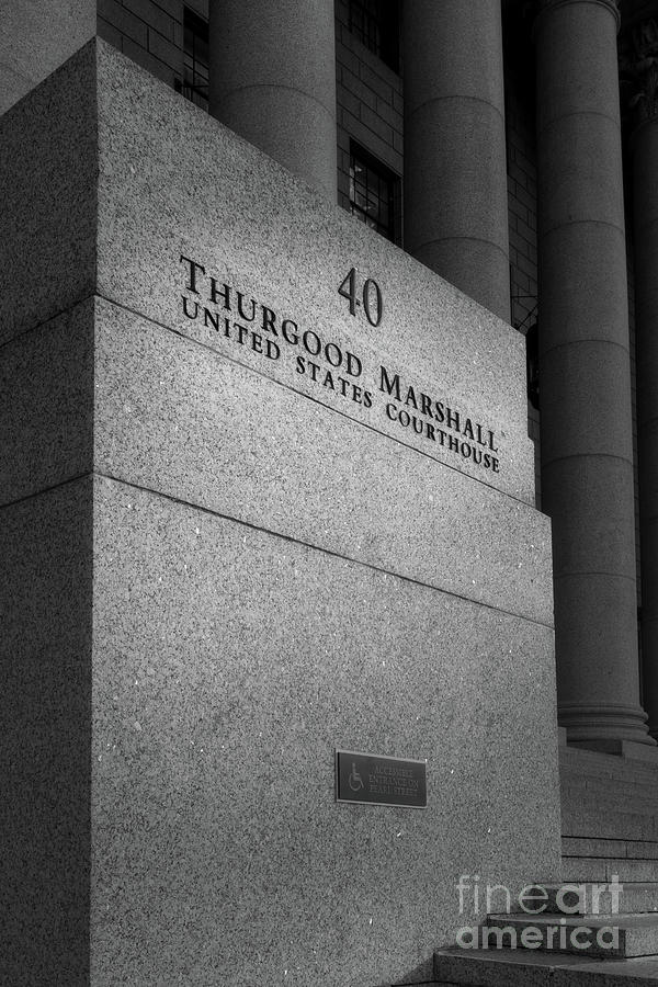 Thurgood Marshall  Courthouse 1 bw Photograph by Jerry Fornarotto