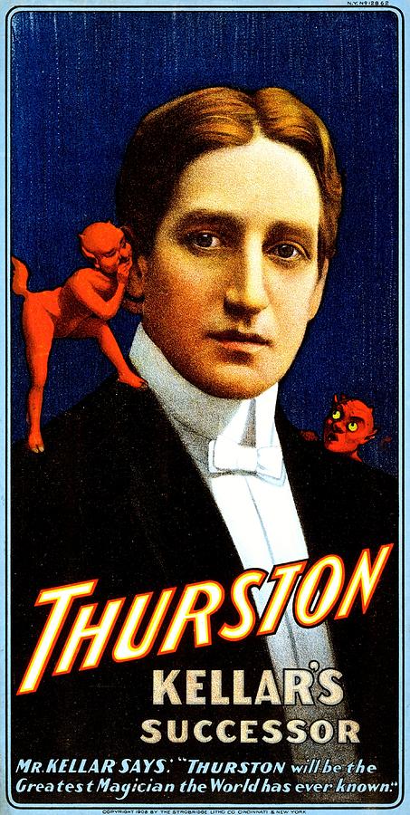 Thurston, Kellars successor, magician poster, 1908 Painting by Vincent Monozlay