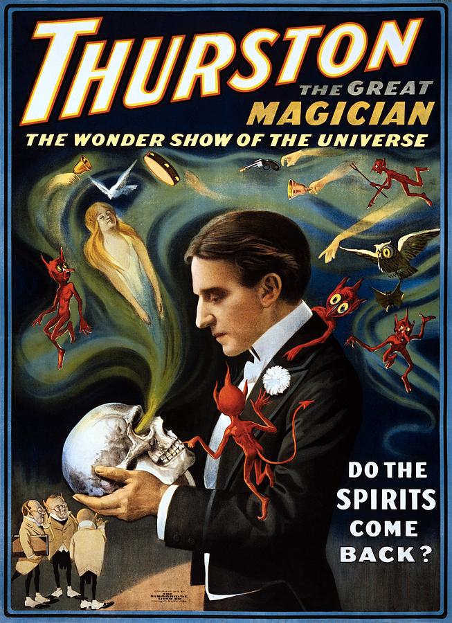 Thurston the great magician, the wonder show of the universe, performing arts poster, 1915 Painting by Vincent Monozlay
