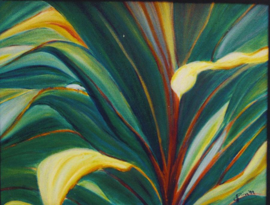 Foliage Painting - Ti Leaves Too by Dina Holland Foliage Painting - Ti Leaves Too by Dina Holland