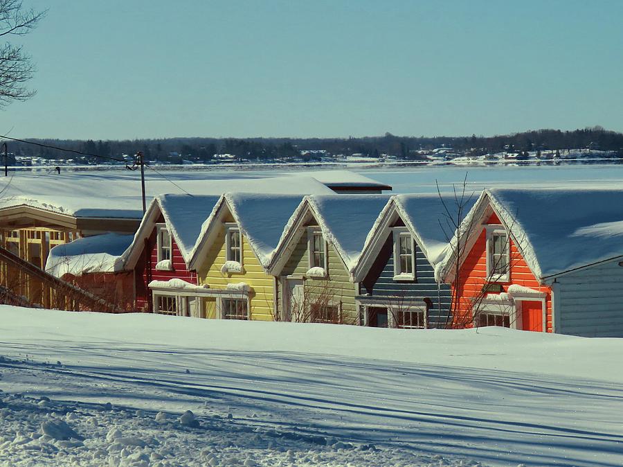 Winter View TI Park Boathouses Photograph by Dennis McCarthy