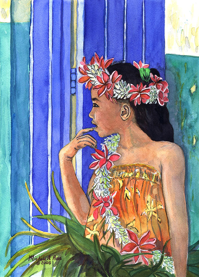 Hula Painting - Tiare Lei by Michele Ross