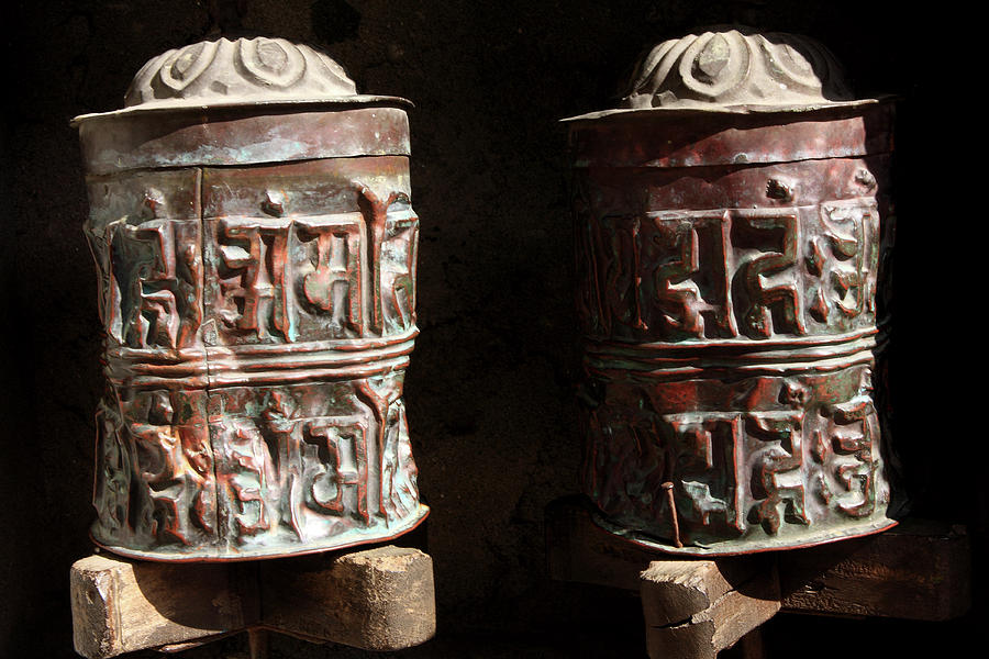 Tibetan Buddhist Copper Prayer Wheels Photograph by Aidan Moran
