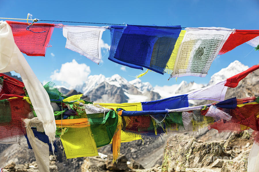 Tibetan Buddhist prayer flags in Nepal Photograph by Didier Marti