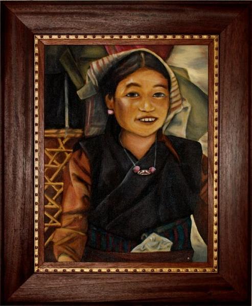 Portrait Painting - Tibetan girl  by Vanessa Steyn