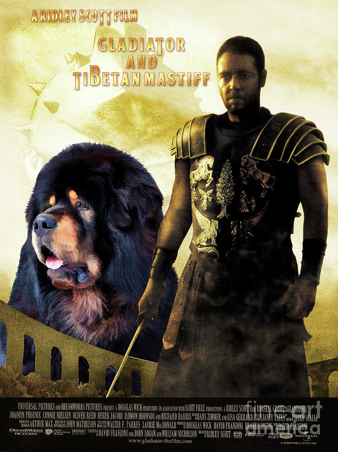 Tibetan Mastiff Art Canvas Print - Gladiator Movie Poster Painting by Sandra Sij