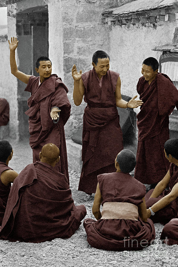 Tibetan monks debating - Sera Monastery, Lhasa Photograph by Craig Lovell